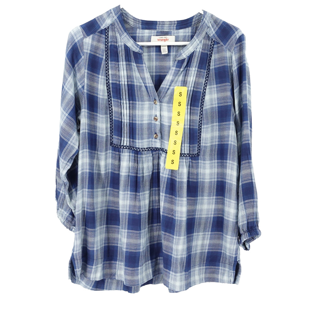 Wrangler Blouse Top SZ S Plaid Coastal Cowgirl‎ Western Rodeo Relaxed Casual